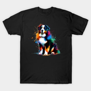 Colorful Estrela Mountain Dog in Splashed Paint Style T-Shirt